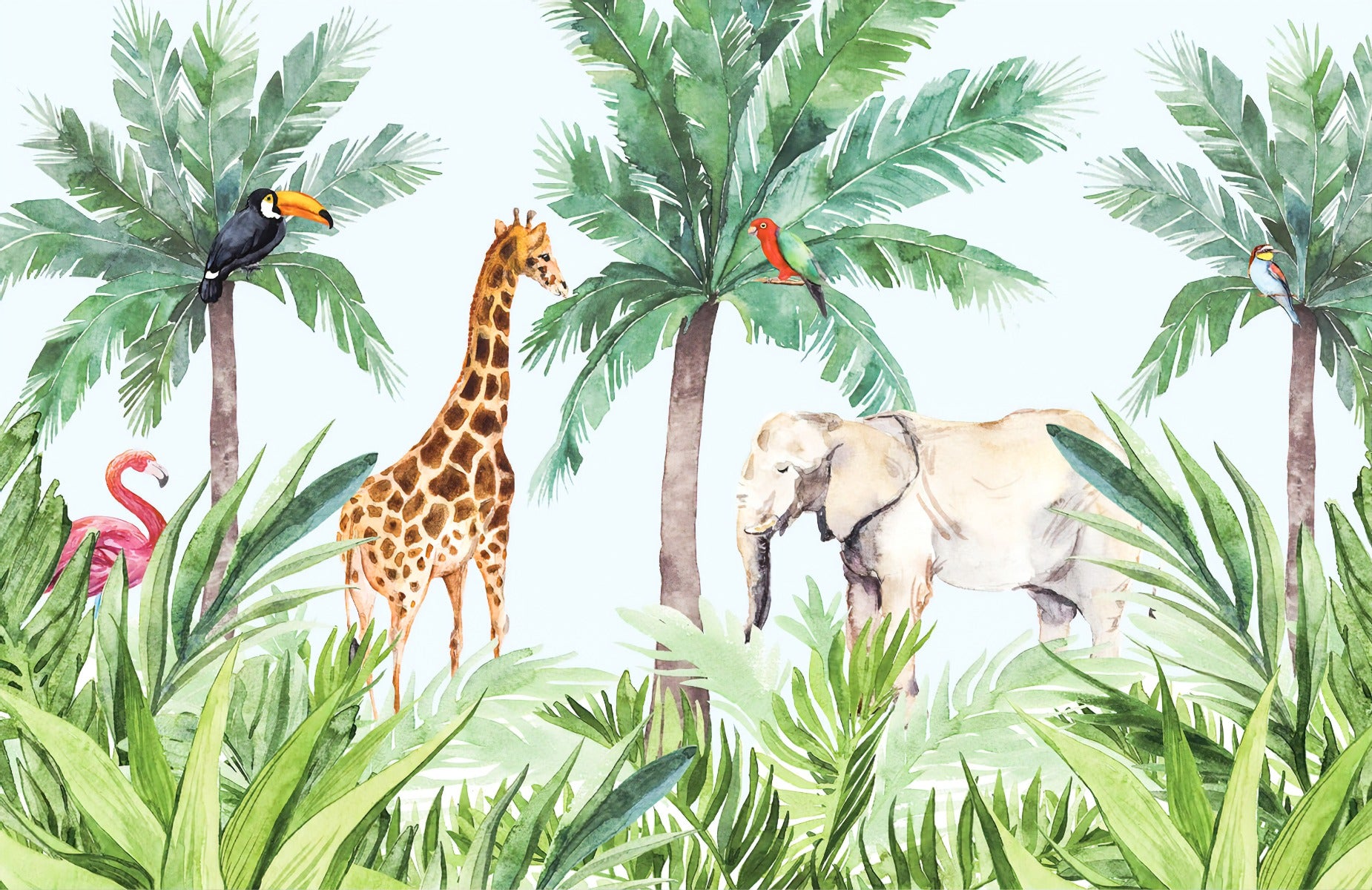Vibrant Wildlife Serene Kids Room Wallpaper Mural - Giffywalls