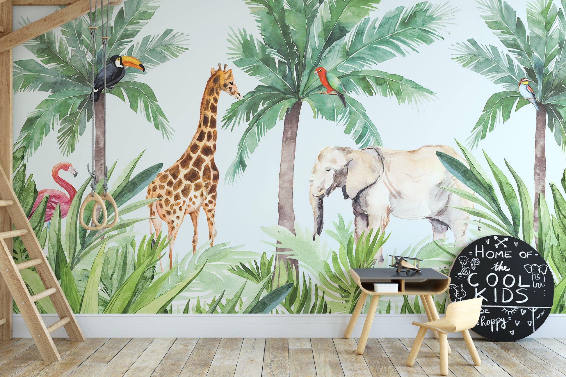 Vibrant Wildlife Serene Kids Room Wallpaper Mural - Giffywalls