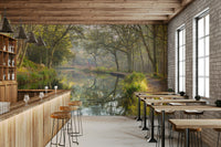 The mural extends across the entire wall, creating a smooth backdrop.

