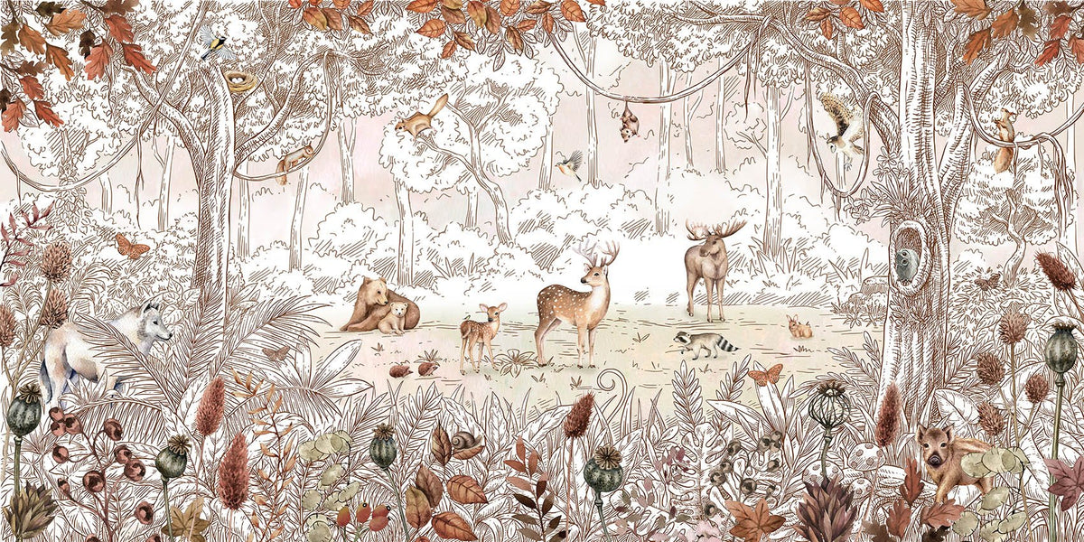 Fond de forêt d'automne mural murale