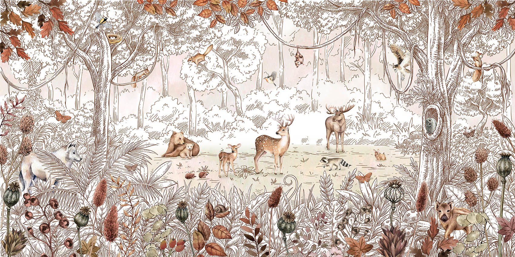 Fond de forêt d'automne mural murale in your room — zoomed