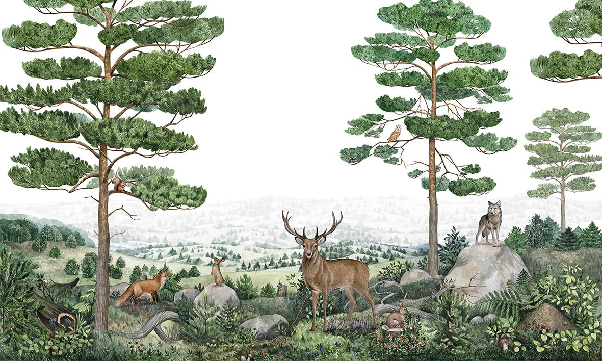 Forest Vista Peel and Stick Wallpaper Murals in your room — zoomed
