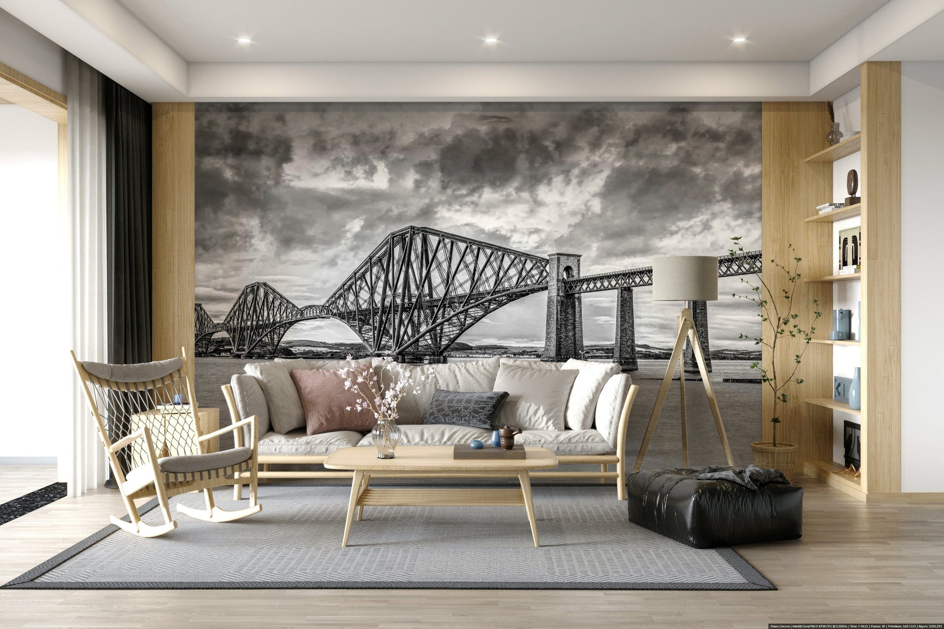 Iconic Scottish heritage site displayed as grand Forth Bridge Majesty wall covering