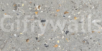 Raw Grey Terrazzo material printed wallpaper.