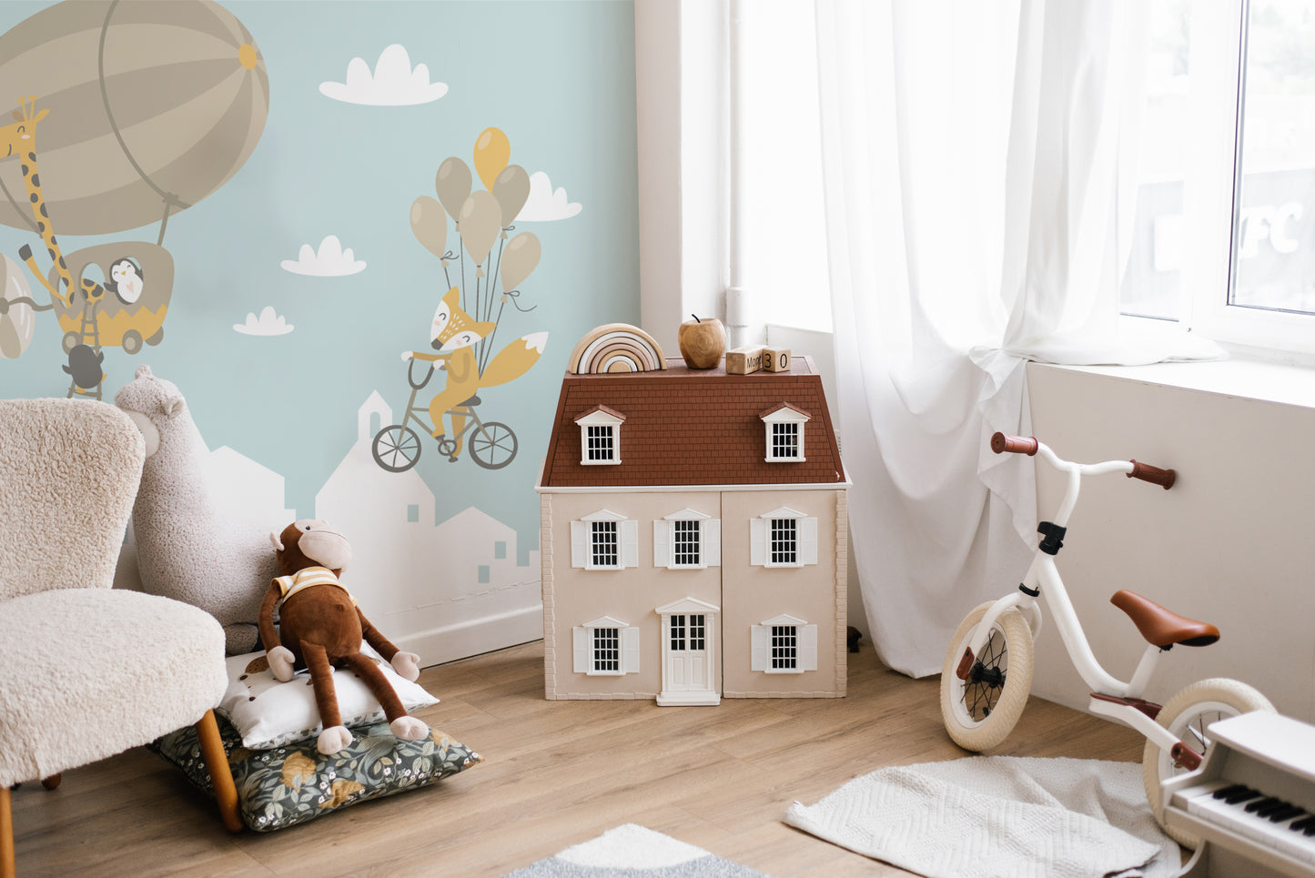 Fox and Penguin Hot Air Balloons Wallpaper Murals - Giffywalls