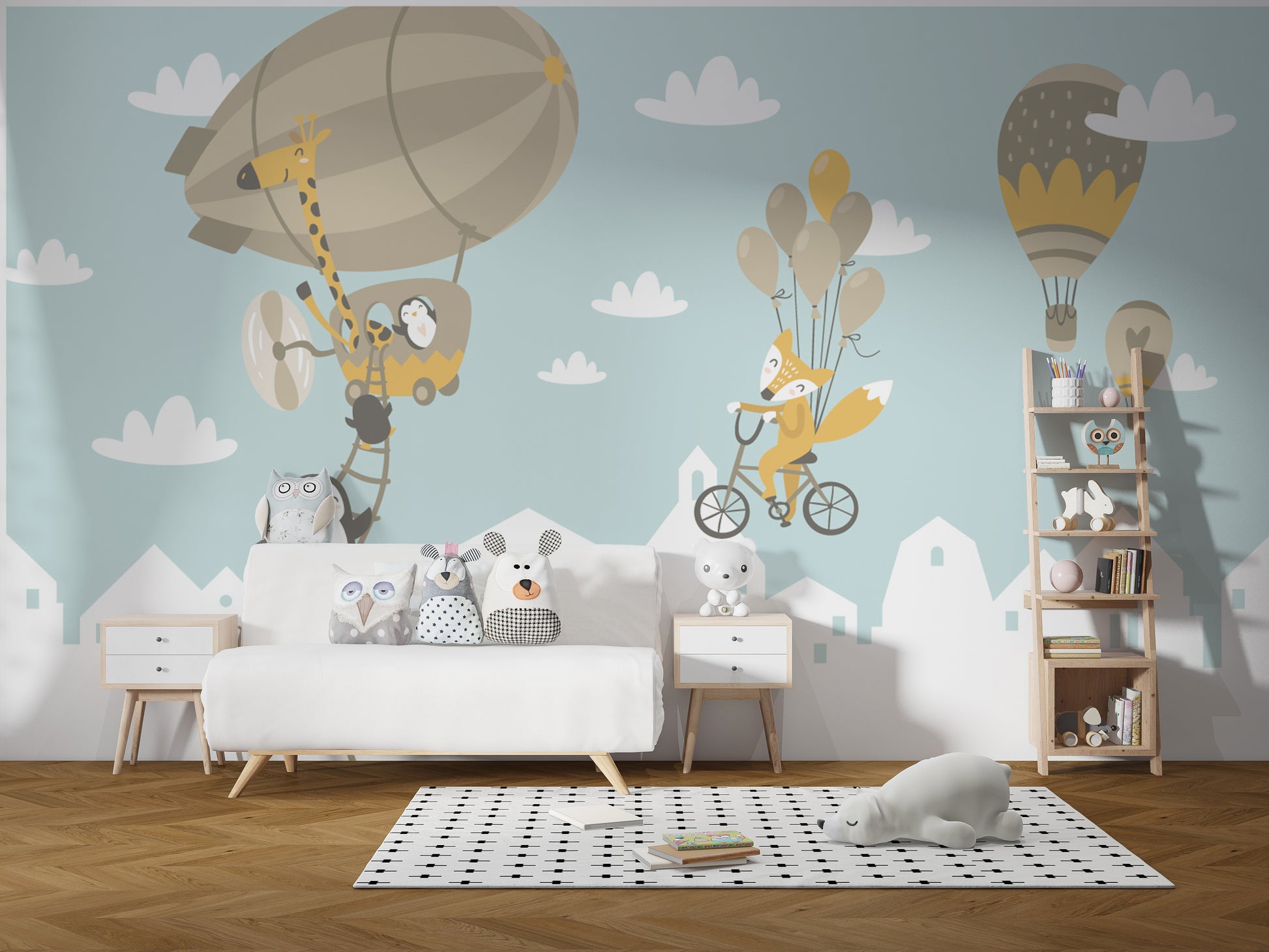 Whimsical animal hot air balloon design
