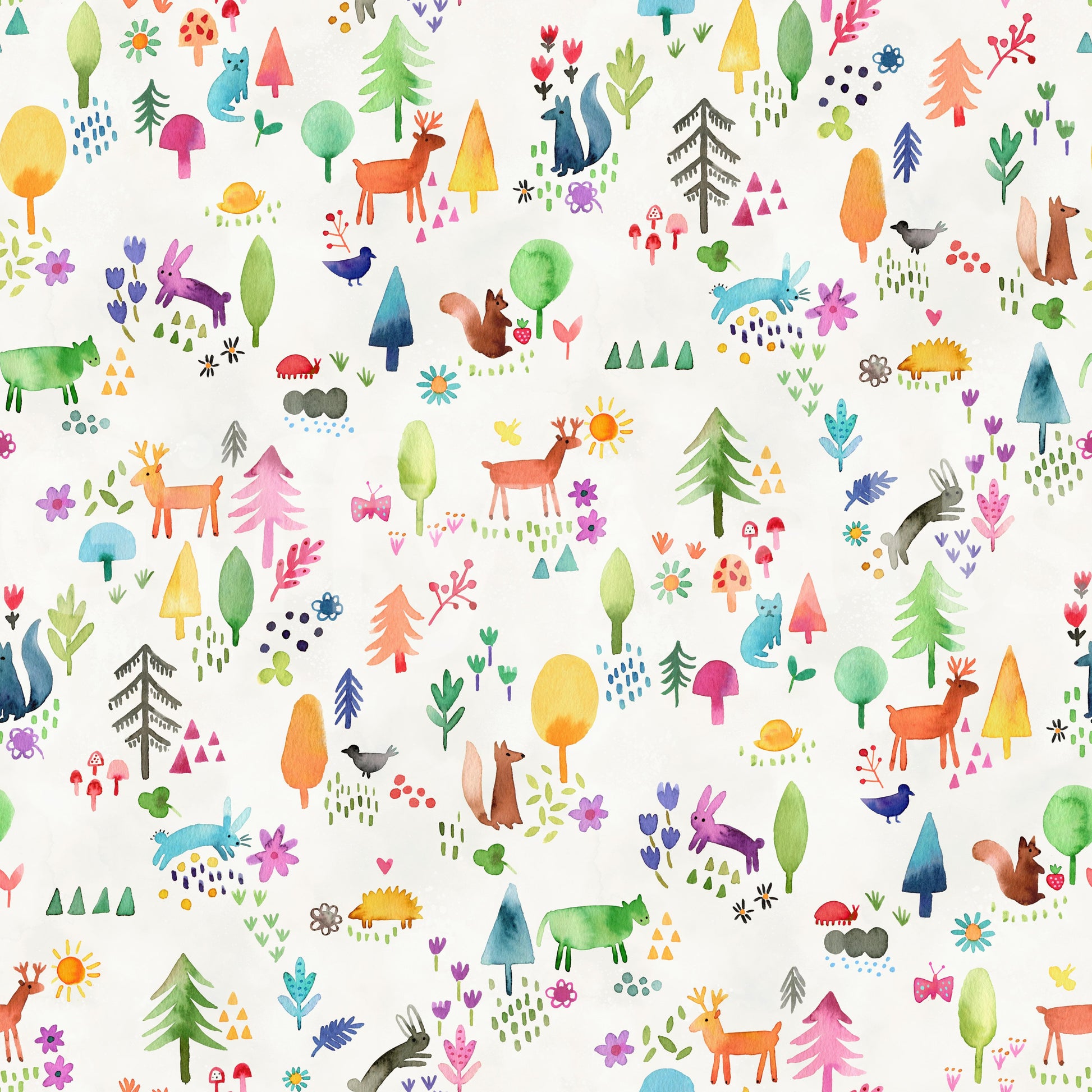 Scandinavian style kids wallpaper with baby foxes

