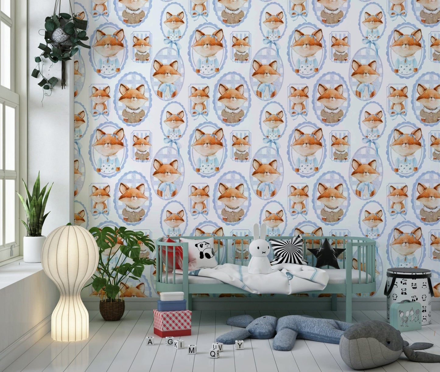 Whimsical Fox Portrait Gallery wall mural artwork charming characters