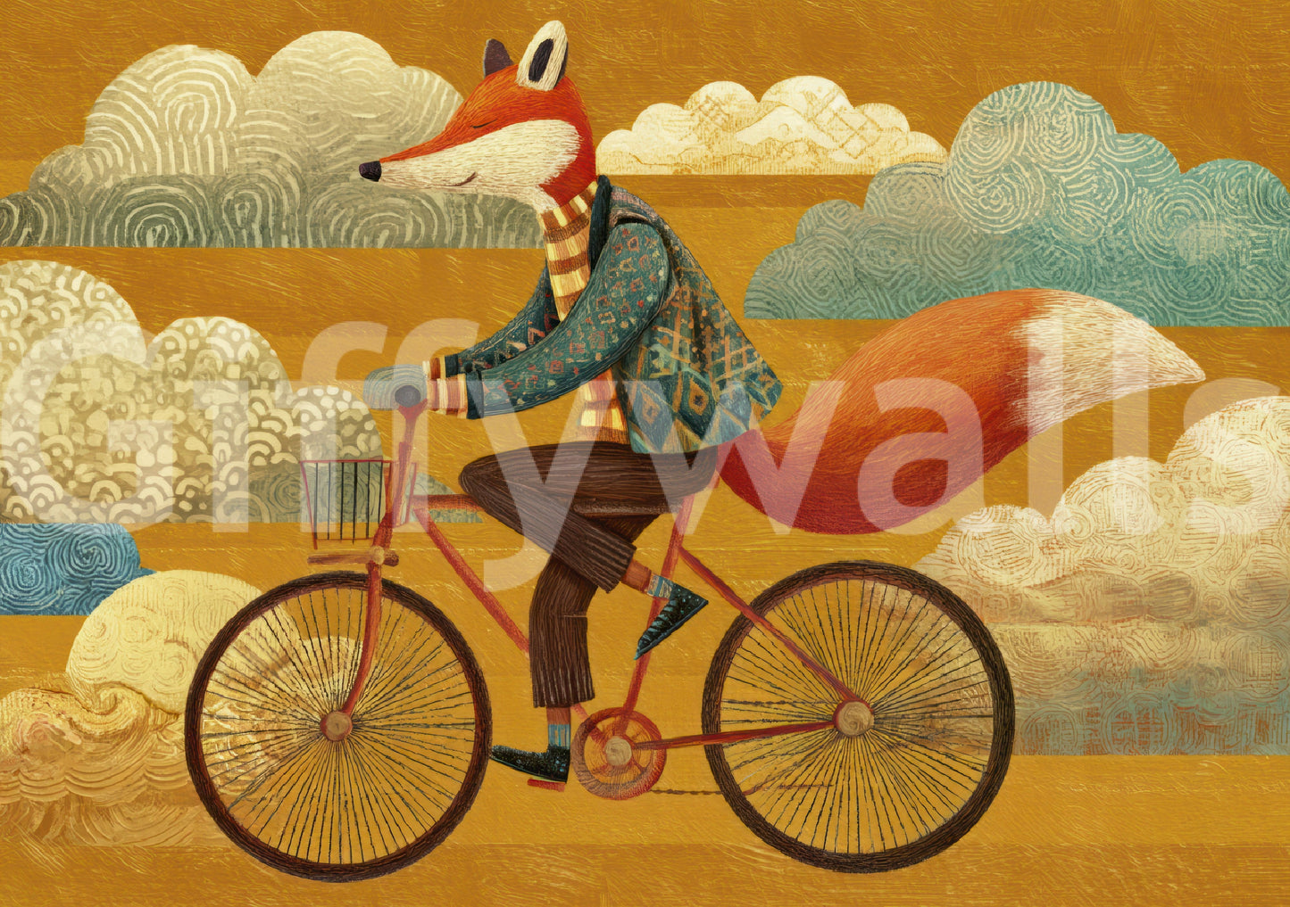 Fox's Autumnal Ride Wall Mural