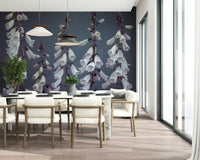 Vintage style bell shaped flowers wallpaper, serene atmosphere.