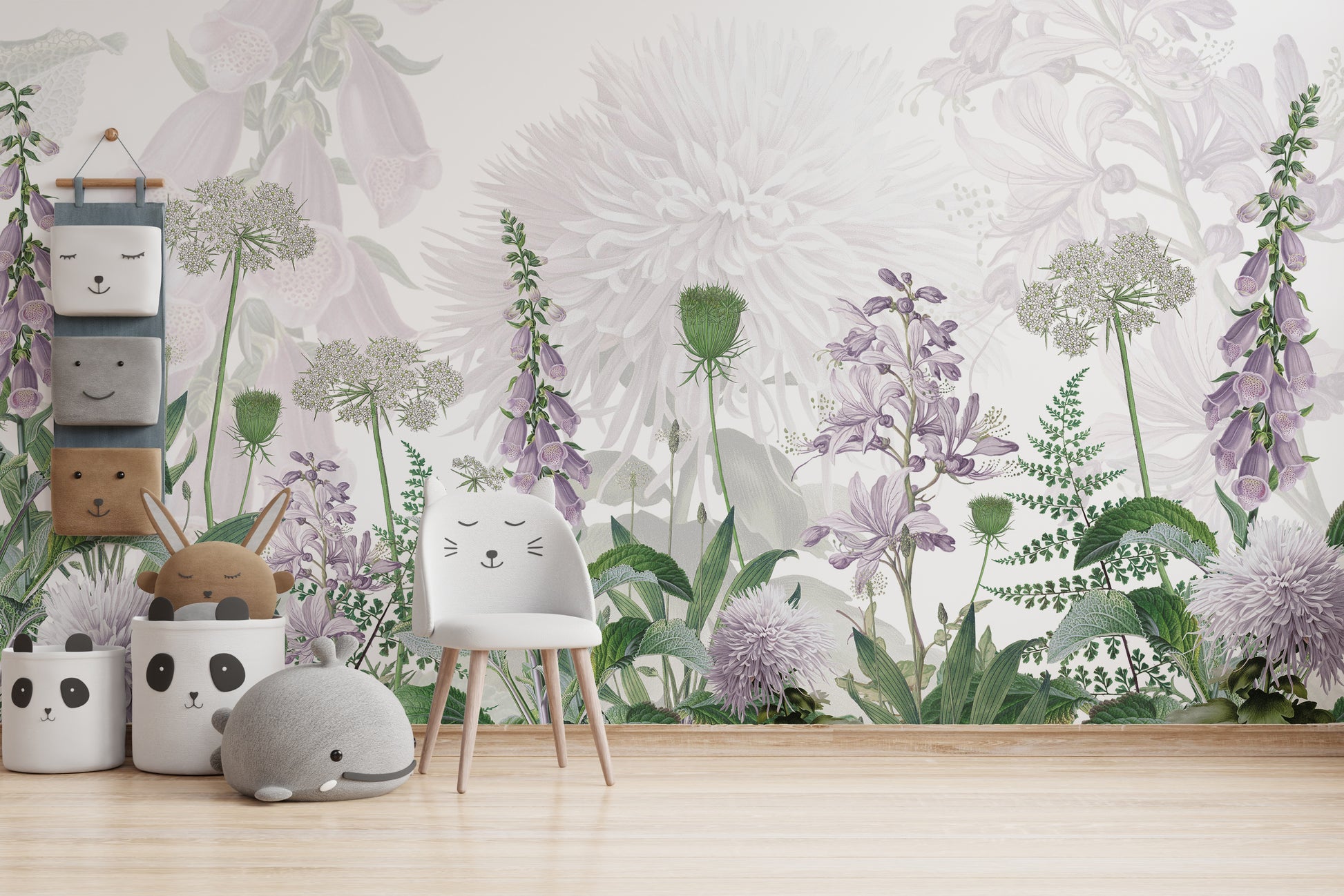 Foxglove Purple color Flowers wallpaper mural