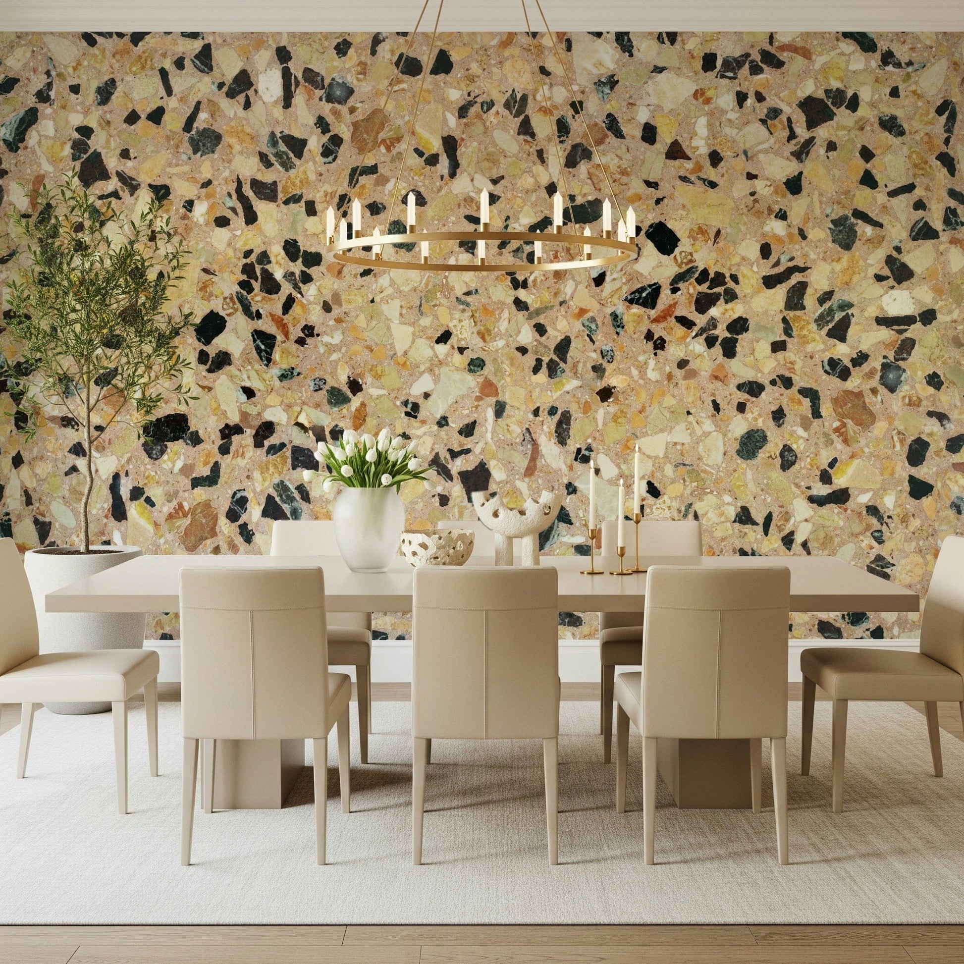 Speckled Earth Stone Fragmented Mosaic wallpaper texture.