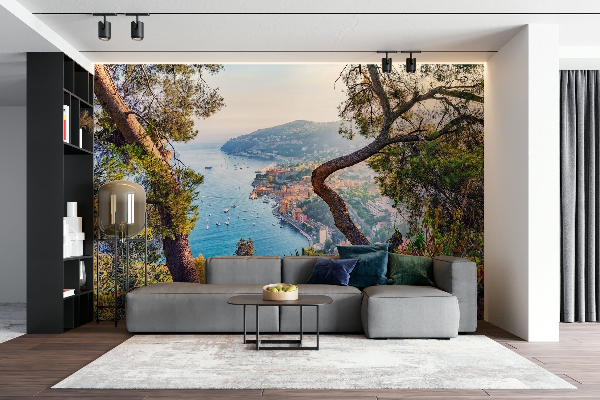 Peel and stick mural of French Riviera landscape

