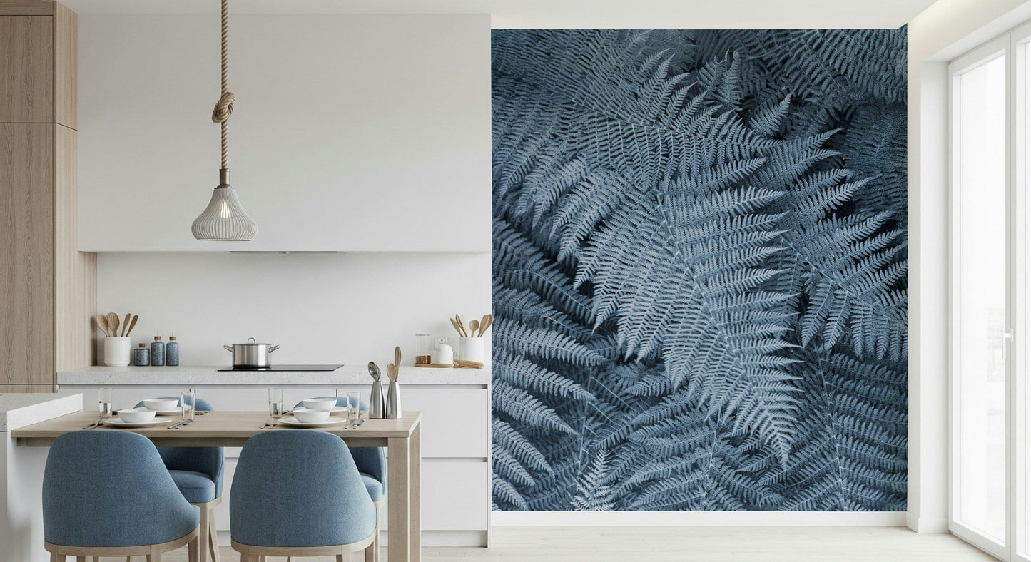 Frosted Fern Delight Wall Mural — nature-inspired design with delicate frosted fern leaves.