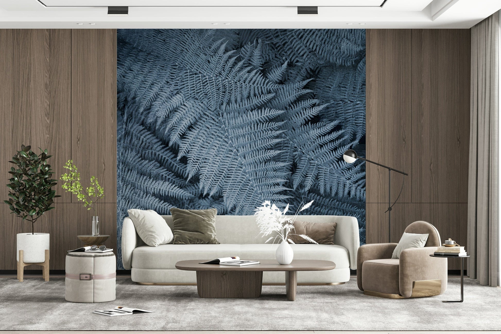 Frosted Fern Delight Wall Mural — elegant fern patterns with subtle icy textures.