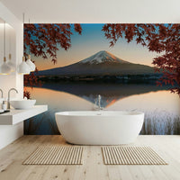 High-quality Fuji at Dawn: Autumn View mural, natural beauty artwork.