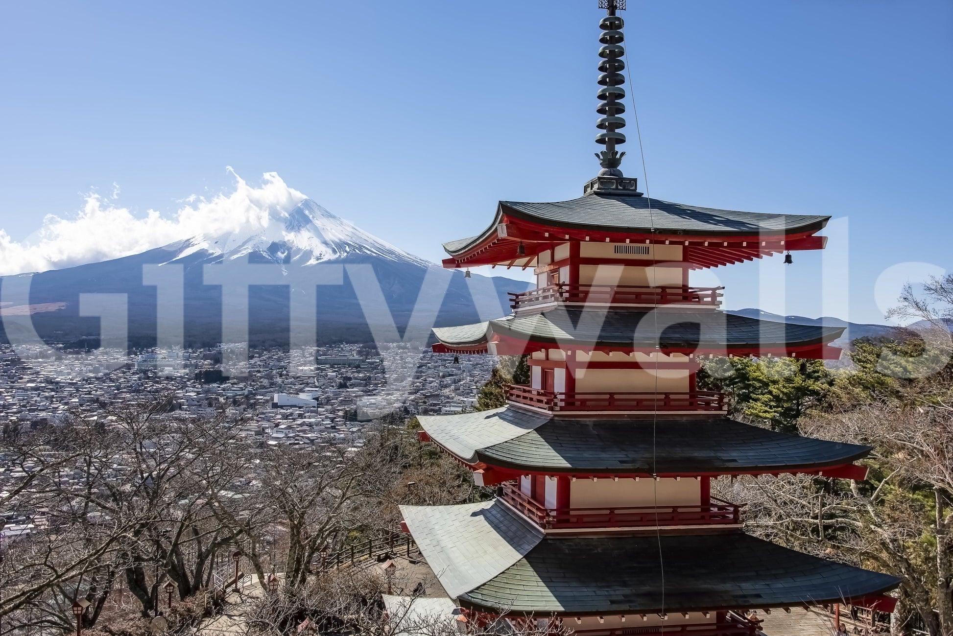Highland mountain range Fuji Vista peel and stick wallpaper.