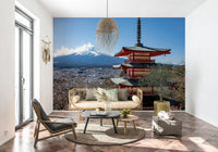 Serene Fuji Vista landscape wallpaper for walls decorating homes.