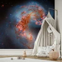 The colors are soft, muted tones of blue, purple, and black.

