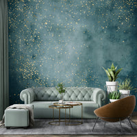 Swirling sea blue galaxy design mural for bedrooms or living rooms.

