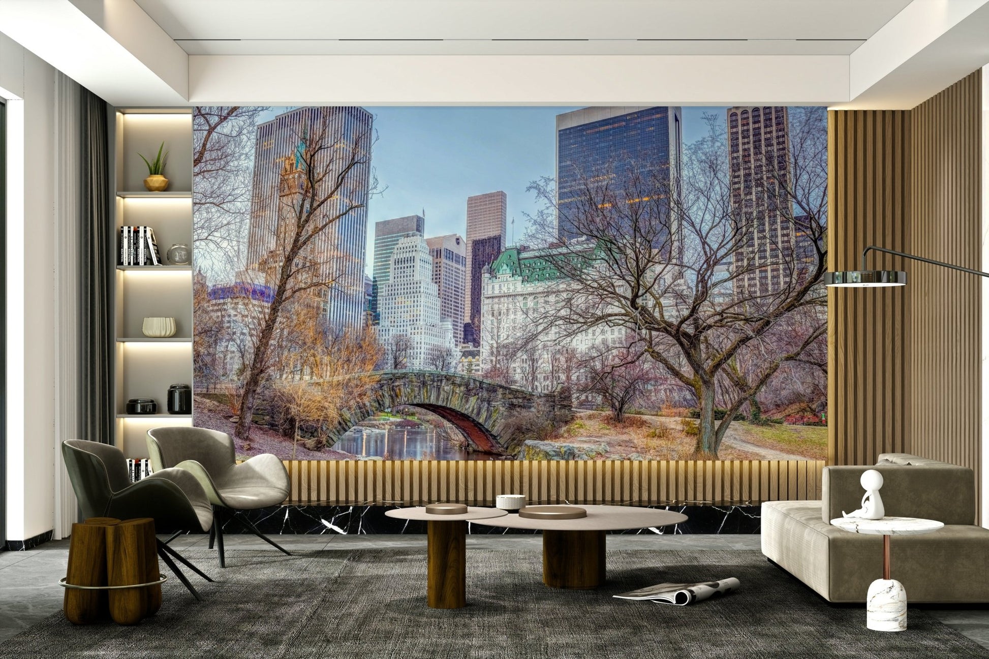 Modern and natural city mural wallpaper
