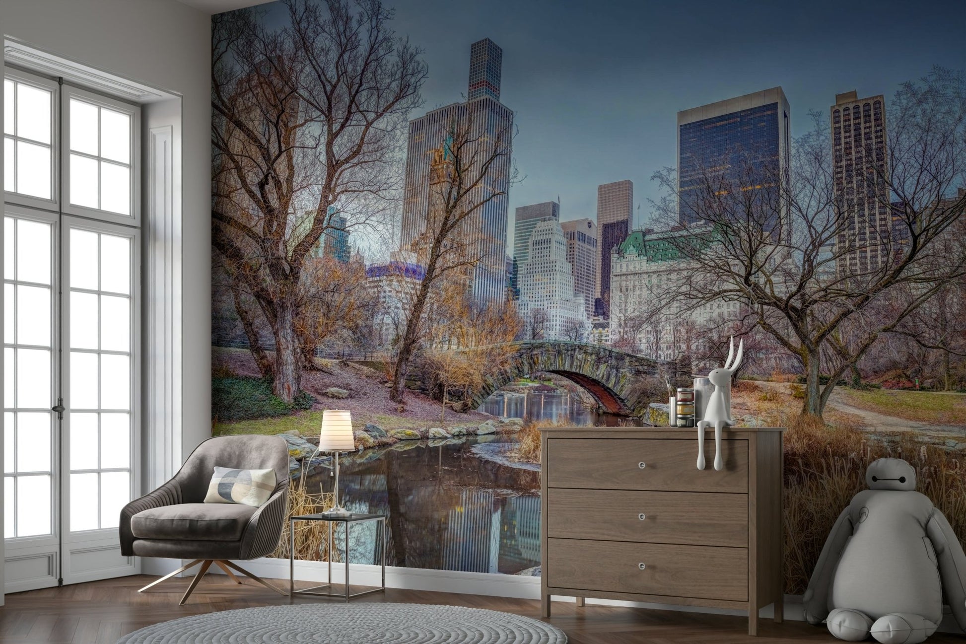 Urban park reflection wallpaper
