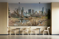 The trees are bare, giving the scene a winter or fall feel.

