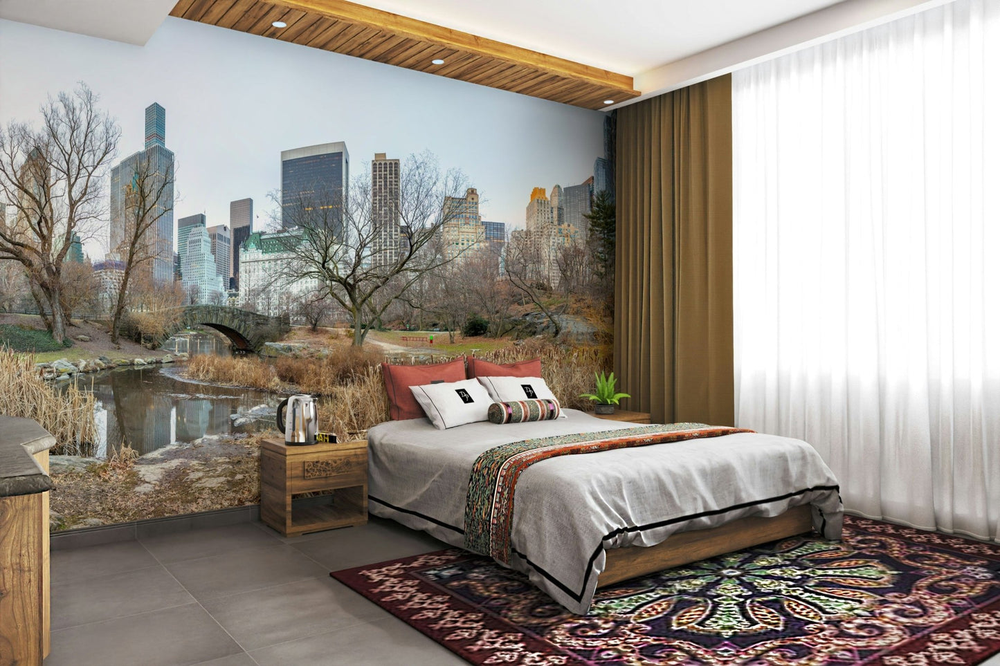 The room's lighting highlights the peaceful feel of the scene.

