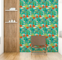 Happy summer wallpaper with red and turquoise tones

