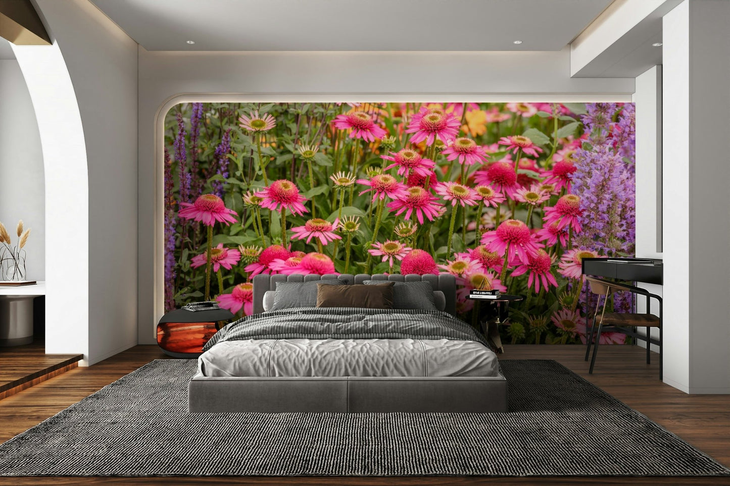 Coneflowers and lavender wall mural

