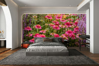 Coneflowers and lavender wall mural

