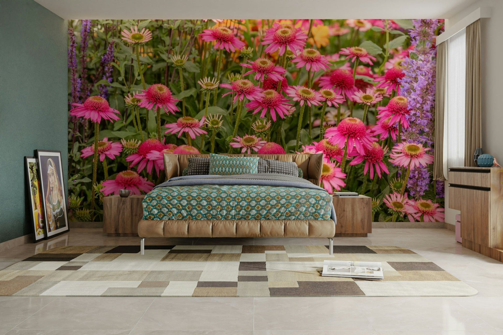 Vibrant floral garden mural

