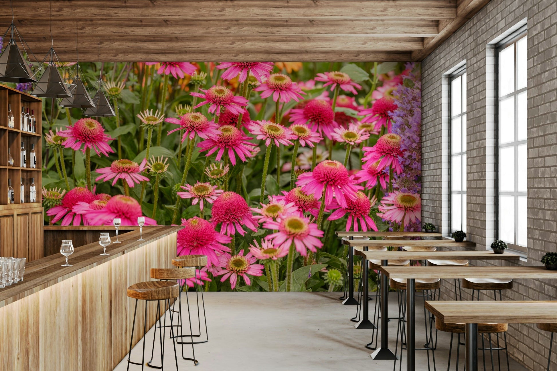 Wallpaper with blooming flowers

