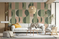 Geometric tile pattern with nature-inspired elements

