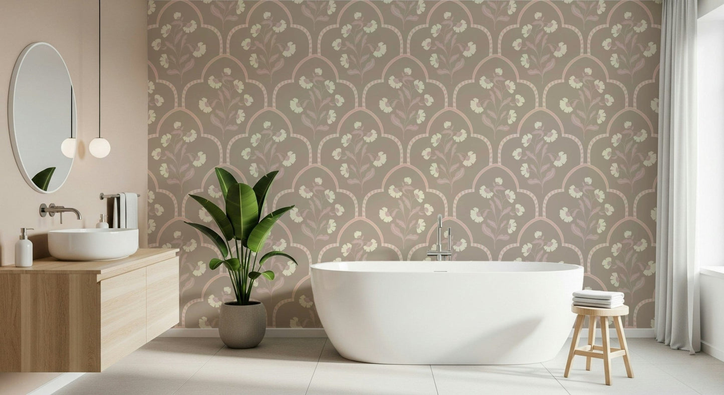 Artistic delicate floral stalks on Garden Trellis wallpaper.