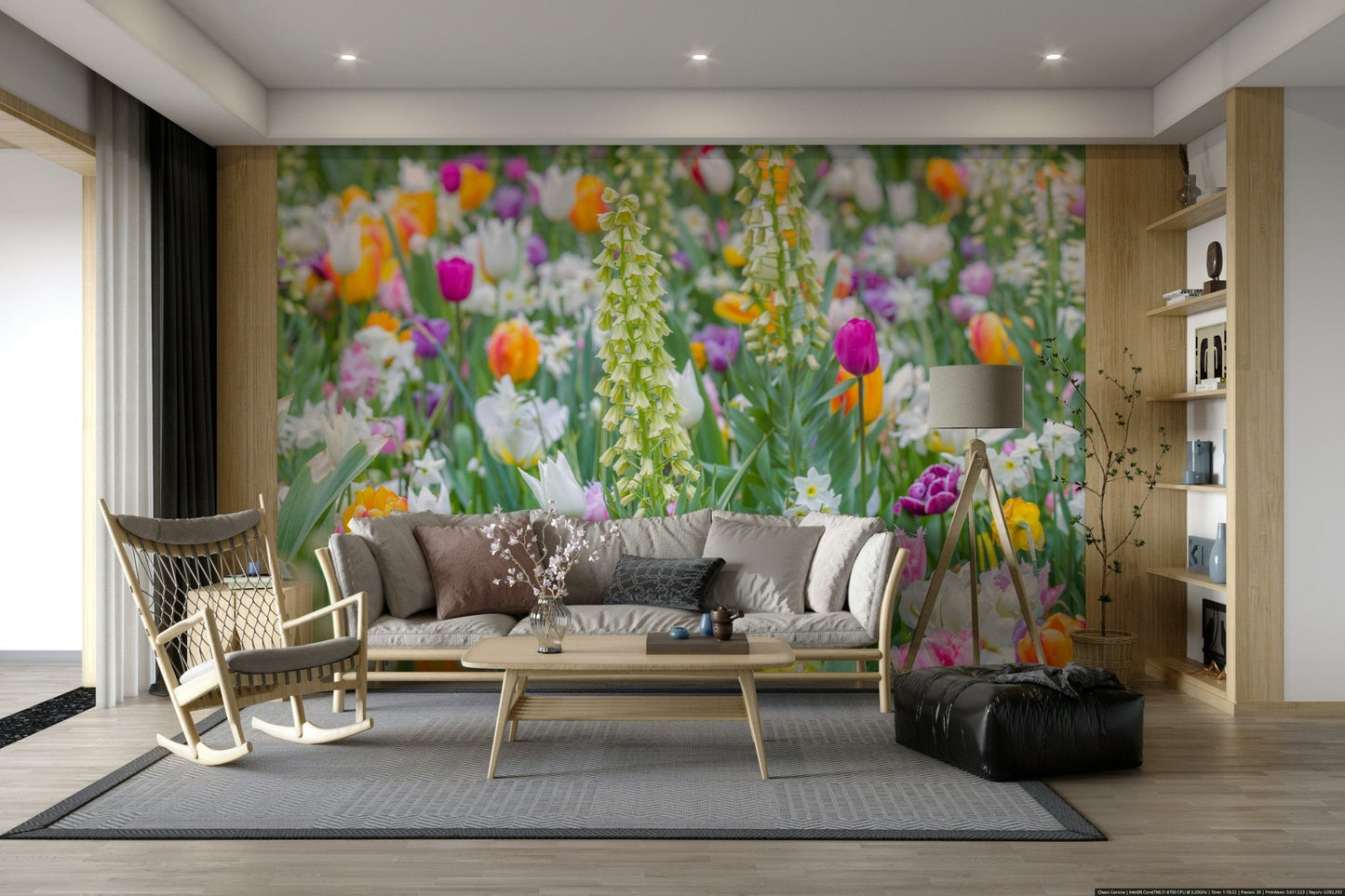 Lush green foliage surrounding flowers

