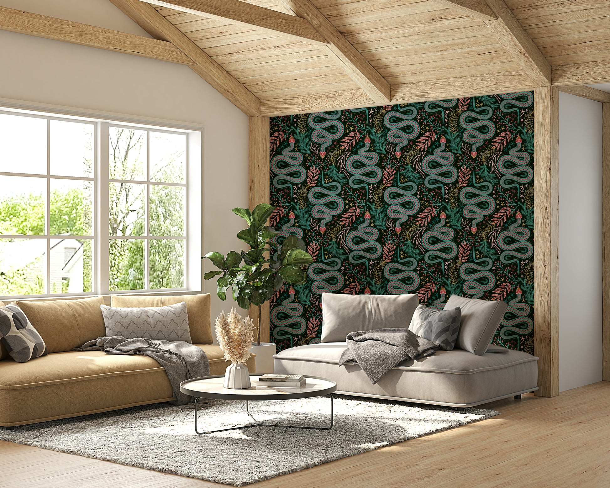 Nature-inspired wallpaper with wild snake textures

