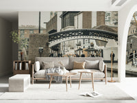 Reflections on calm canal water Gas Street Basin wallpaper mural.