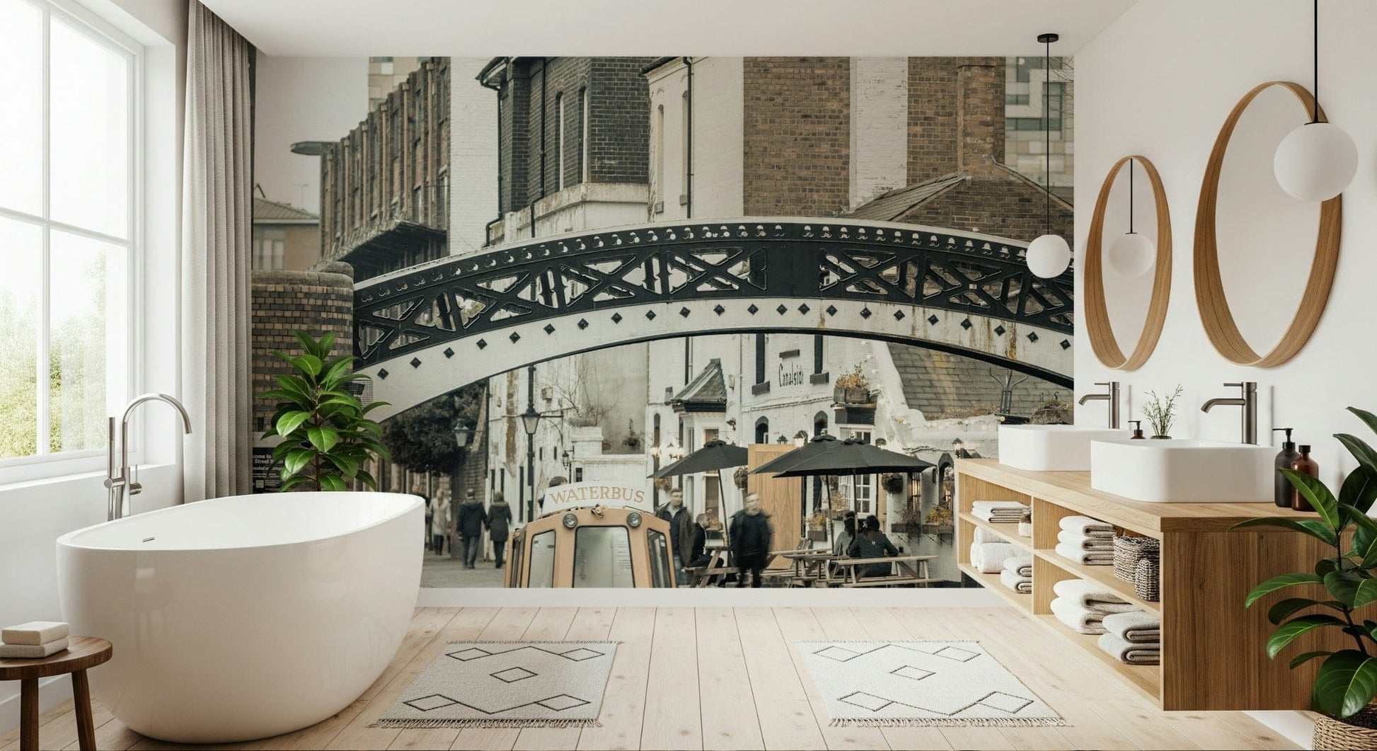 Historic Birmingham waterway view captured in an industrial wallpaper mural.