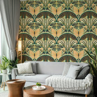 Sophisticated butterfly motif on vintage-style wallpaper

