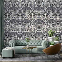 Decorative wallcovering with Art Deco fan pattern

