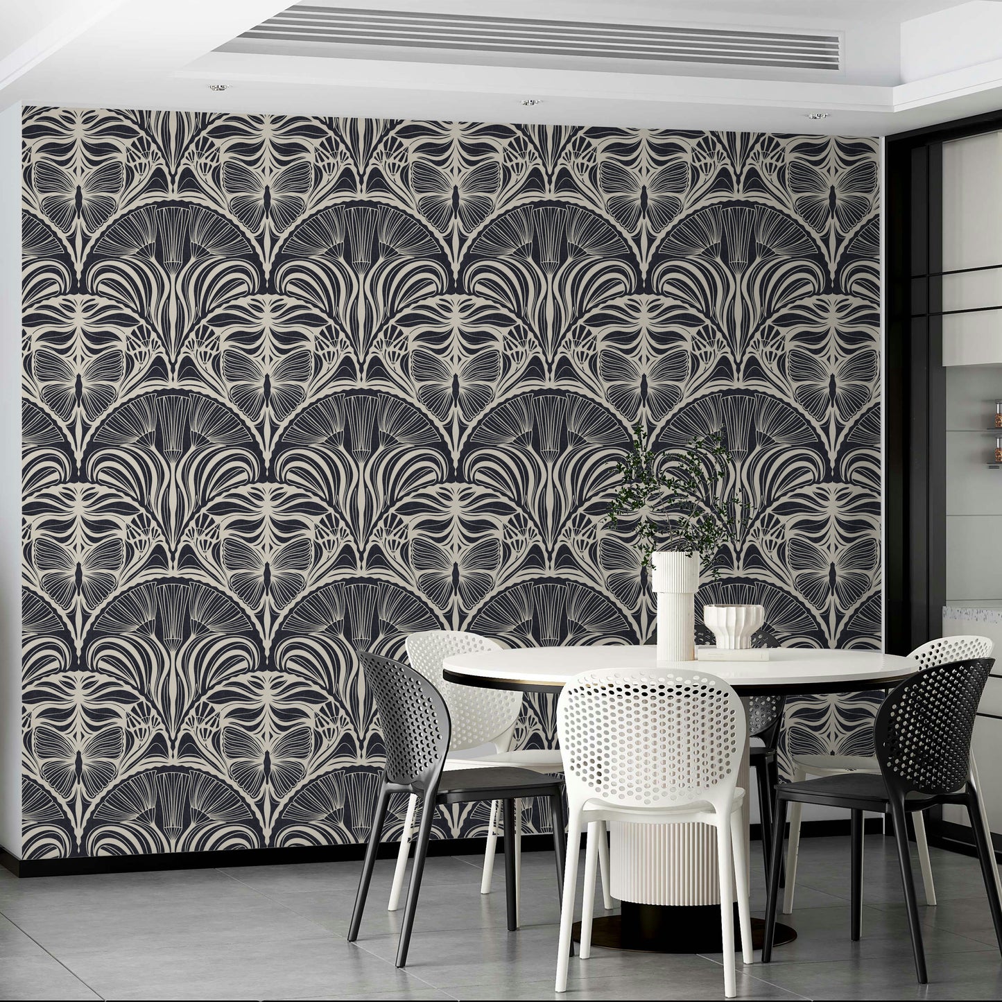 Midnight charcoal wallpaper with Gatsby elegance

