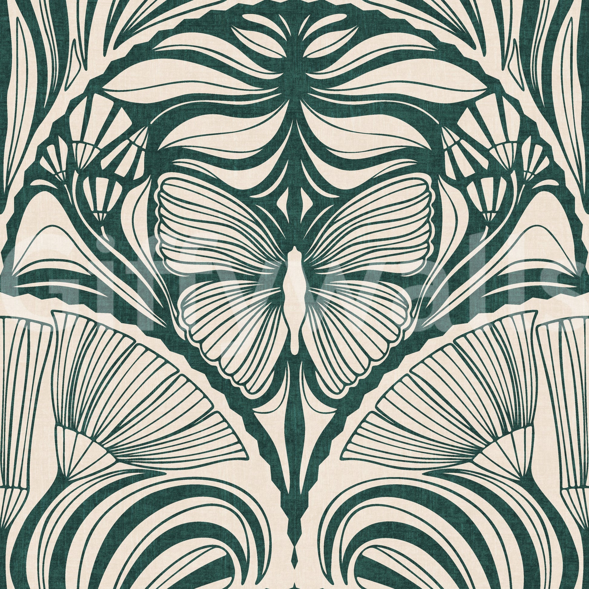 Glamorous vintage wallpaper in jewel-toned green

