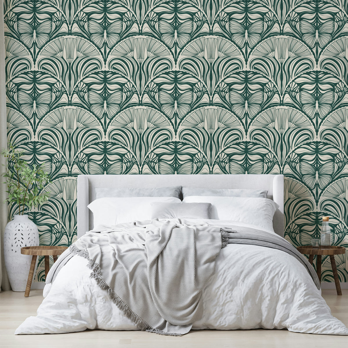 Gatsby Fan Deco Wallpaper – Emerald Art Deco Glam