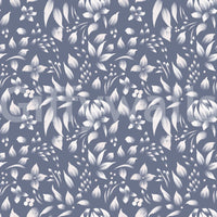 Elegant monochrome leaf print wallpaper with detailed botanical shapes.