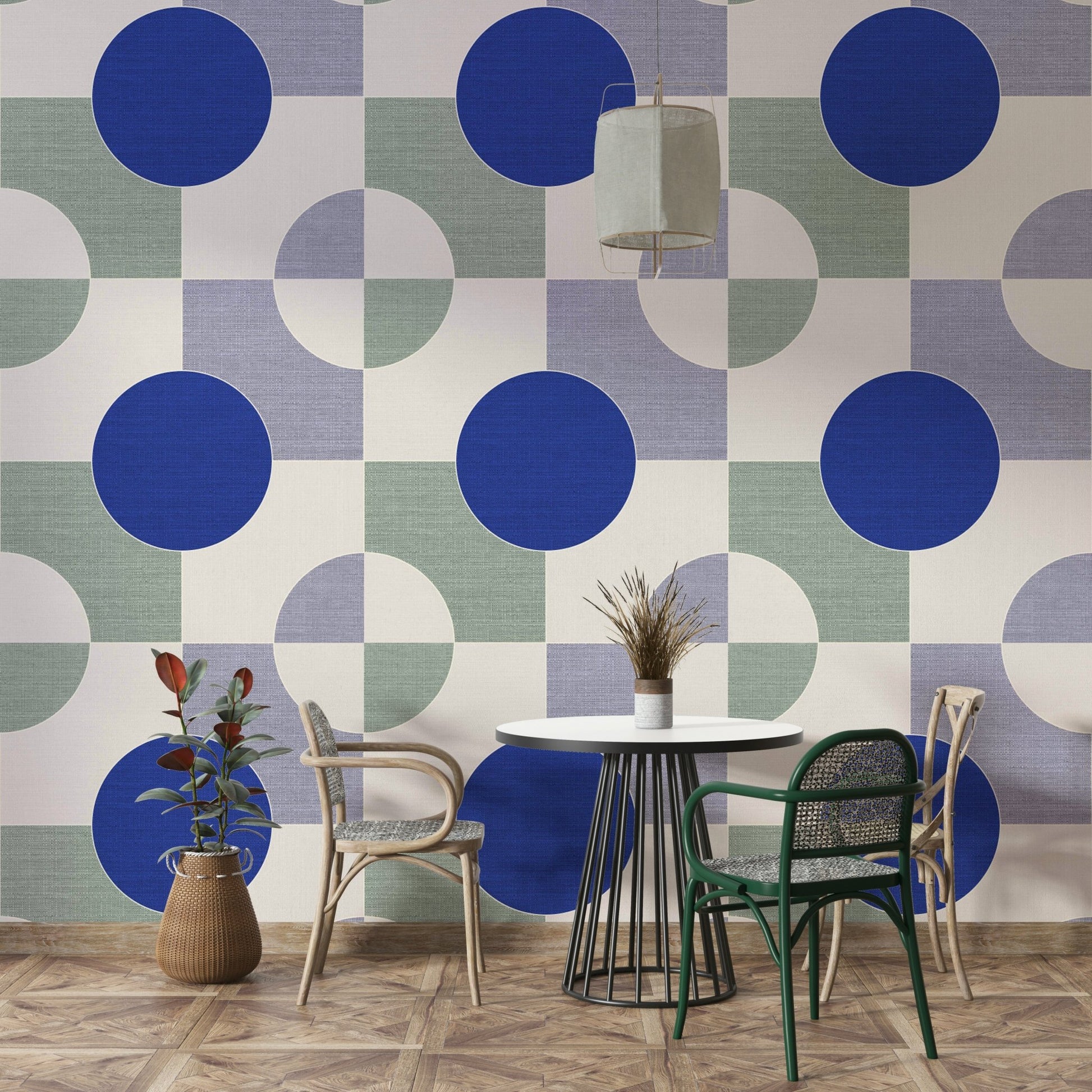 Modern bedroom with Geometric 01 feature wall

