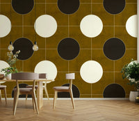 Geometric mural with mid-century modern style

