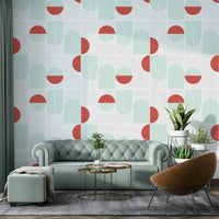 Neutral wallpaper design for modern home office

