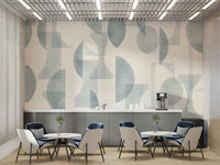 Wallpaper with modern shapes and a serene blue theme

