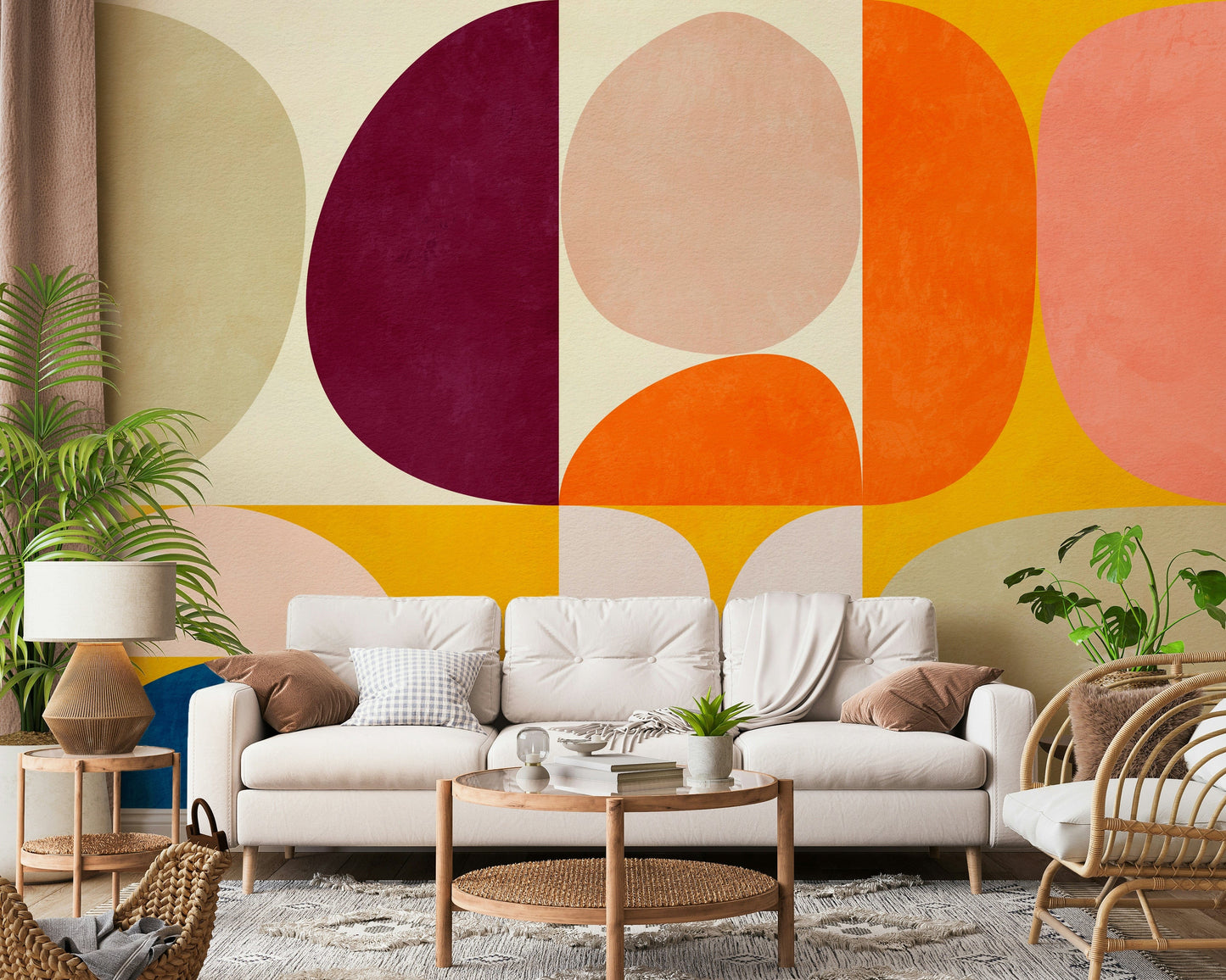 A graceful subtle pattern wall mural in cool, tranquil tones.